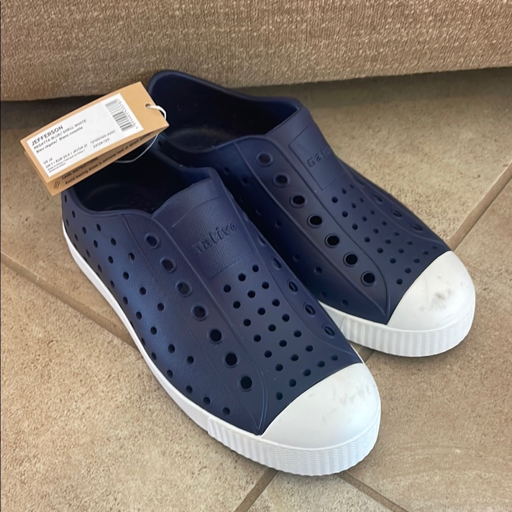 Native Navy Slip-On Shoes with White Accents